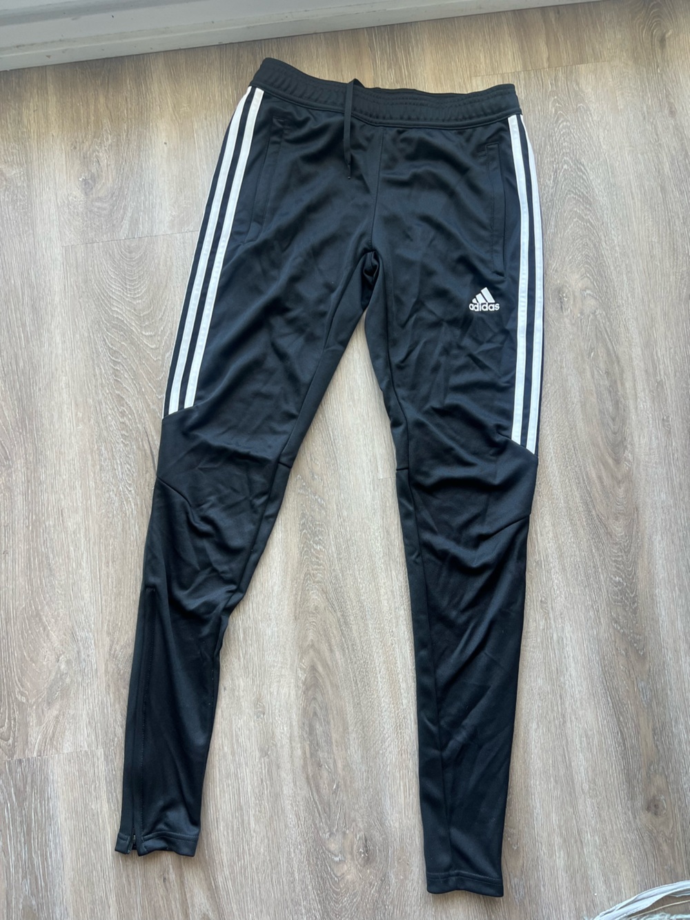adidas Black Track Joggers with White Side Stripes